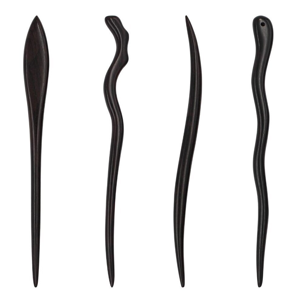 Sandalwood Hair Sticks Set of 4 Eco-Friendly Elegant Long Hair Accessories